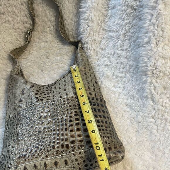 Clarita Accessories leather Gray Crocodile-Embossed  handmade Shoulder Bag - Picture 7 of 13